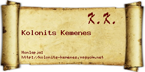 Kolonits Kemenes névjegykártya